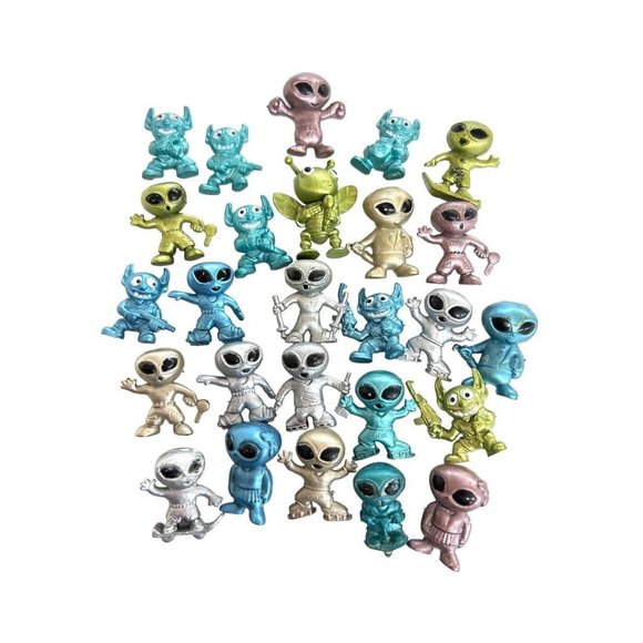 Set of 26 Assorted Vinyl Figurines Metallic Multicolor 7/8"h - Picture 1 of 5